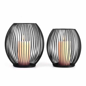 Bougie cylindrique ronde en métal noir bon marché Bougeoir votif en métal noir Décoration de mariage Cage noire Votives simples - Product Image 2