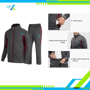 Survêtement d'entraînement pour hommes deux pièces sweat-shirt à fermeture éclair intégrale tenue de jogging athlétique ensemble d'échauffement décontracté - Product Image 5