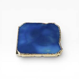 Sous-verre rond en agate naturelle beige avec motif de cristal artistique, sous-verre décoratif de luxe pour la décoration de la maison - Product Image 5