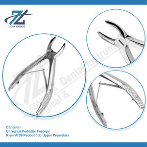 Fórceps de extracción Patrón inglés Klein #139 Premolares superiores pedodónticos Juego dental Instrumentos quirúrgicos Fabricante Pakistán - Product Image 4