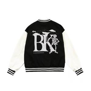 Chaqueta Bomber de Béisbol Vintage para Hombre, Chaqueta Universitaria con Mangas de Cuero y Bordado de Chenilla Personalizado OEM al por Mayor - Product Image 4
