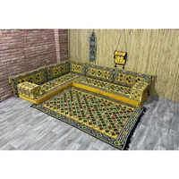 Ensemble de deux ottomanes ANATOLIA OTTOMAN, motif marocain, rembourrage 100% fibre de polyester, broderie polyester/coton, oreiller arabe