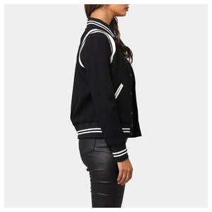 Veste universitaire très exigeante, respirante et de qualité supérieure pour femmes, offre spéciale de service OEM pour femmes, veste universitaire courte en satin à la mode - Product Image 5