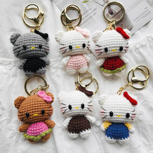 Llavero de Ganchillo con Forma de Gato de Dibujos Animados, Colgante de Hilo Tejido a Mano para Bolsos, Accesorio para Cadena de Teléfono - Product Image 4