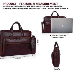 Sac messager pour ordinateur portable en cuir de luxe, nouveau design, avec options bandoulière et porté croisé, impression de logo personnalisée, durable pour hommes - Product Image 5