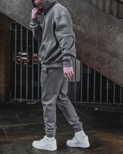 Black Acid Washed Full Zip up Vintage Distressed Stone Acid Washed Streetwear Sweatsuit Flared Sweatpants and Hoodie Sets Hombres - Product Image 6