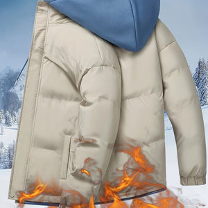 Veste matelassée chaude pour homme, veste d'hiver décontractée à fermeture éclair et capuche pour les activités de plein air, veste matelassée de qualité supérieure personnalisable - Product Image 2