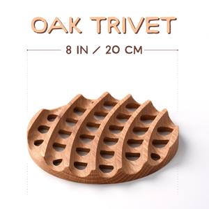 Dessous de plat rond en chêne en bois support de service protecteur de table avec base antidérapante pour la cuisine à manger ustensiles de cuisine utilisation décorative - Product Image 4