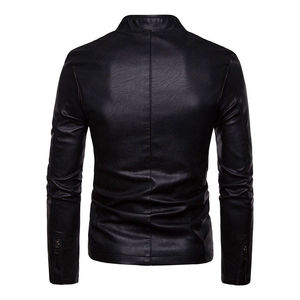 OEM personnalisé à la mode automne hiver mode hommes veste en cuir couleur unie fermeture éclair décontracté vachette vestes pour hommes - Product Image 3