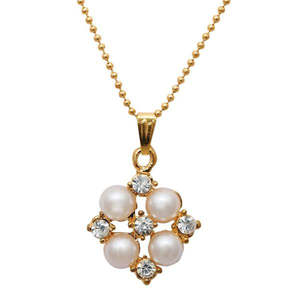 Regina Collier ras du cou fin 1203147-Pendentif chaîne pierre autrichienne perle blanche - Product Image 1