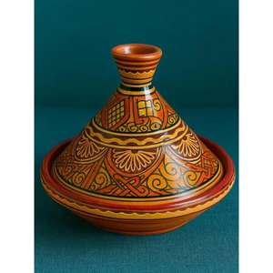 Tajín Marroquí Auténtico, Olla de Cerámica Hecha a Mano, Tajín Tradicional para Horno y Estufa, Resistente al Calor, Ecológico para Cocinas - Product Image 1