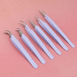 Cils d'isolation droits en acier inoxydable avec logo personnalisé Pince à épiler en fibre Pointe pointue pince à épiler à volume classique incurvée - Product Image 1