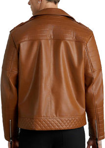 Chaqueta de Motociclista de Cuero para Hombre con Acolchado Protector y Cierre de Cremallera, Chaquetas Clásicas de Cuero para Motociclistas - Product Image 5