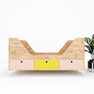 SFGN020 Lit pour tout-petit de style scandinave, taille double, avec rangement, en bois de caoutchouc de haute qualité, fabriqué en bois naturel - Product Image 2