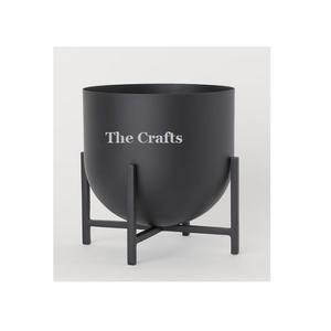 Jardinière tendance en fer noir avec support en fer, forme ronde, décoration de jardin, jardinière à prix acceptables - Product Image 1