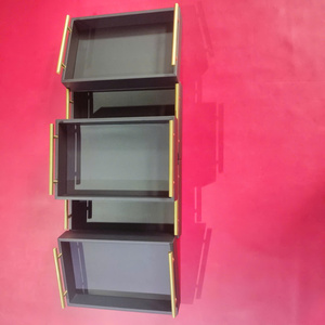 ถาดเสิร์ฟหนังสีดำทันสมัยพร้อมที่จับโลหะถาดตกแต่งหรูหราสำหรับห้องนั่งเล่นห้องครัวห้องนอนโต๊ะ - Product Image 1