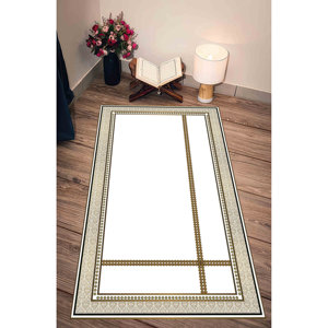 Alfombra de Oración Islámica Marrón de Lana, Diseño Tradicional Ecológico con Patrón de Patchwork, Alfombra Suave de Pelo Medio con Base de Látex para Decoración del Hogar - Product Image 3