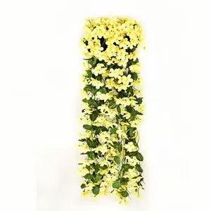 Fiori artificiali ghirlanda, bianco ArtificialHanging fiore per il giardino di casa all'aperto cerimonia di nozze arco floreale arredamento