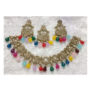 Glamorous AD Conjunto de joyería de moda para mujer Elegante collar y pendientes indios Combo para bodas Fiestas y ocasiones especiales - Product Image 1