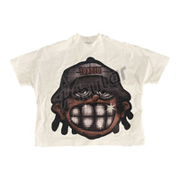 T-shirt court vintage pour homme 100% coton, coupe oversize à épaules tombantes, style boxy, tissu tricoté épais 260 grammes, devant