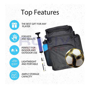 Sac à dos de football en polyester avec logo et design personnalisés, sac de sport avec compartiment pour raquette, sangle d'épaule arquée, fermeture à glissière - Product Image 3