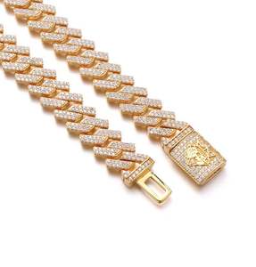 Cadena Cubana Elevada de Oro Amarillo de 14 mm con Moissanita VVS, Colgantes y Dijes Finos de Acero Inoxidable 925 con Moissanita - Product Image 2