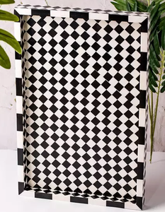 Plateau en bois de haute qualité Design classique Fabriqué à la main incrustation d'os naturel MDF alimentaire inspiré de l'Inde pour servir des restaurants à domicile hôtels - Product Image 1