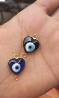 Nouveau Connecteur Tendance Jaunty en Forme de Cœur avec Œil Maléfique, Plaqué Or Bleu, pour la Fabrication de Bijoux DIY, Accessoires pour Bracelets et Colliers Faits Main
