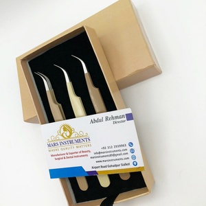 Pinzas para extensiones de pestañas de acero inoxidable antiestáticas de precisión Profesional, Diseño de punto curvo sostenible, herramientas de belleza profesionales - Product Image 2