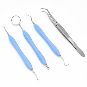 Kit d'examen dentaire de 3 pièces, 1 pince à épiler, 1 poignée de miroir et 1 sonde Kit d'hygiène Kit d'étudiant Instruments dentaires - Product Image 3