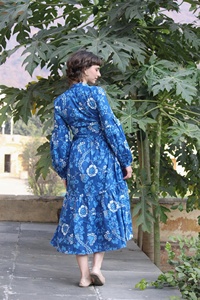 Robe indienne en coton à motifs floraux pour femmes, tenue d'été faite à la main, robes de mode décontractées - Product Image 5
