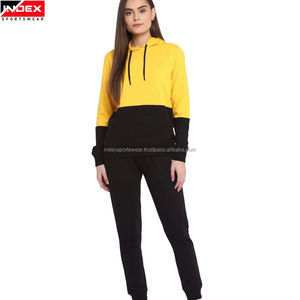 Ensemble de survêtement sportif pour femmes, coton de haute qualité mélangé à du polyester, vêtements de sport sur mesure, approvisionnement direct d'usine - Product Image 1