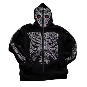 Chất Lượng Tốt Hoodies Cho Người Lớn Người Đàn Ông Của Đầy Đủ Zip up Đầy Đủ Tay Áo Xu Hướng Hoody Cho Bé Trai Với Tùy Chỉnh Xương In Thiết Kế - Product Image 2