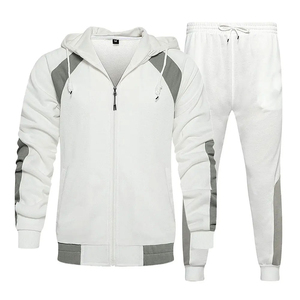 High Quality Winter Sporty Nylon Men's <b>Zip</b>-<b>Up</b> Streetwear Tracksuit Wholesale Jogging Suit with Knitted Polyester Windbreaker - Product Image 1
