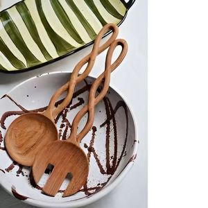 Poignée en bois Ustensiles En Acier Inoxydable Salade Serveur Cuisine Ensemble D'outils De Cuisine Chinois Accessoires De Cuisine Outils Cuillères À La Main - Product Image 4