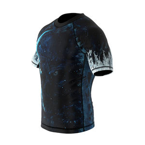 Hombres adultos Rush Guard 3D sublimación manga corta cómoda compresión Fitness Rash Guard con diseño personalizado - Product Image 3