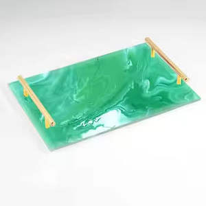 Bandeja de Servicio Artesanal de Metal con Asa Dorada para Bodas y Cenas en Casa - Diseño Ligero - Product Image 1