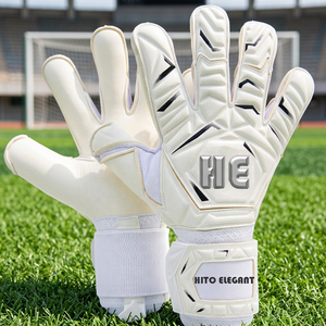 Gants de gardien de but en latex blanc gaufré allemand antidérapants à doigts entiers, style dernier cri, avec sangle en latex allemand de 4 mm, coupe hybride - Product Image 2