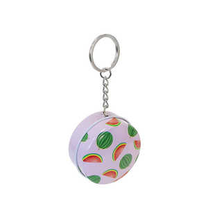Porte-clés rond mini en métal style boîte à fruits, porte-monnaie tendance en alliage, impression UV, logo personnalisable, matériau en alliage de zinc - Product Image 4