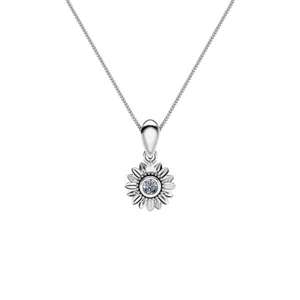 Colgante de diamante de girasol, joyería nupcial inspirada en la naturaleza, cadena de eslabones, piedra de moissanita de acero inoxidable, regalo de aniversario perfecto - Product Image 4