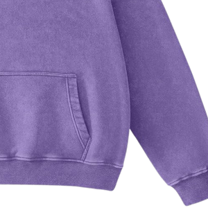 Sweat-shirt à capuche surdimensionné en molleton doux vintage lavé à l'acide violet lavande, streetwear, vêtements d'hiver pour hommes et femmes - Product Image 4
