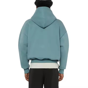 2025 chaqueta recortada con capucha y cremallera para hombre, ropa de calle personalizada de alta calidad, sudaderas lisas informales de gran tamaño para hombre - Product Image 2