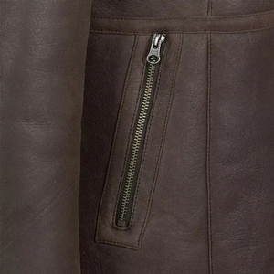 Abrigo de Cuero Tipo Gabardina para Mujer, Piel de Oveja Genuina, Color Marrón, Abrigo Largo de Invierno - Product Image 6