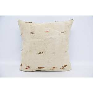 28x28 pulgadas Beige Toile Patchwork Lana Almohada Estilo Kantha Cojín con técnica tejida y patrón vintage - Product Image 1