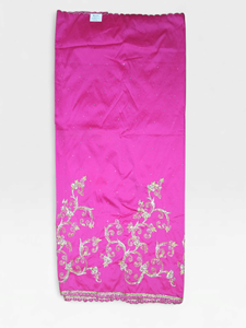 Hot Pink Eco-Friendly Luxury Beaded African George <b>Fabric</b> Gold Floral Embroidery Border for Girls' Bridal Wedding Party Wear - Product Image 2