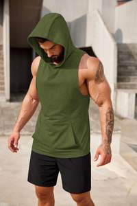 Lot de 2 débardeurs à capuche pour homme, tricotés, respirants, avec coupe musculaire, manches décontractées - Product Image 2