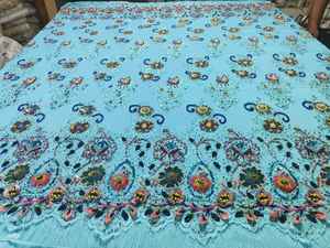 Tissu en dentelle lourde de luxe pour robe de mariée avec motif de diamant 3D et broderie pour robes de soirée - Product Image 4