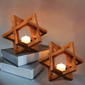 Customisable Two-Piece Set High-Demand Natural Wooden Colour Wooden Candle Holders for Home Hotel Restaurant Decor - Product Image 3