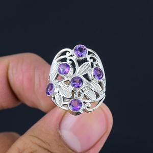 Anillo de piedras preciosas de amatista de Plata de Ley 925, joyería hecha a mano, anillo de estilo bohemio de plata, joyería para mujer, regalo de boda para esposa - Product Image 3