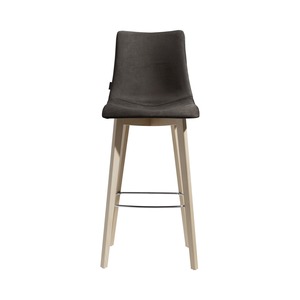 Upholstered Bar <b>Stool</b> <b>Seat</b> Height 78 cm Beech Wood Legs Chrome Footrest Padded Shell for Bar Counters and High Tables - Product Image 2